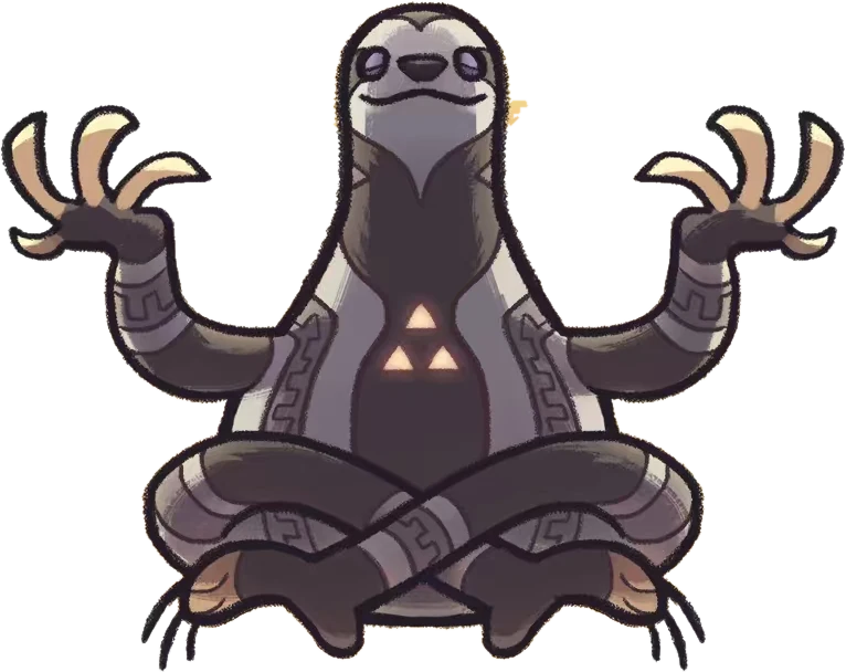Awakened Sloth meditates with a golden halo